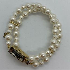 Faux pearl two strand stretch bracelet